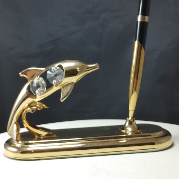 Vintage Dolphin Desk Pen Holder by Crystal Delights Austrian Crystal - Picture 5 of 6